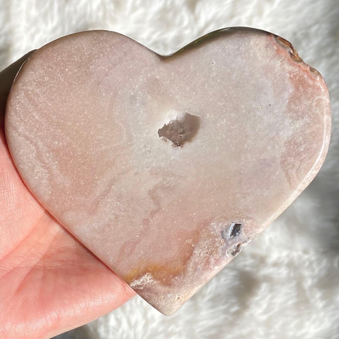 【 天然石 美しい ピンクアメジスト ハート おまけ台座付き481g 】