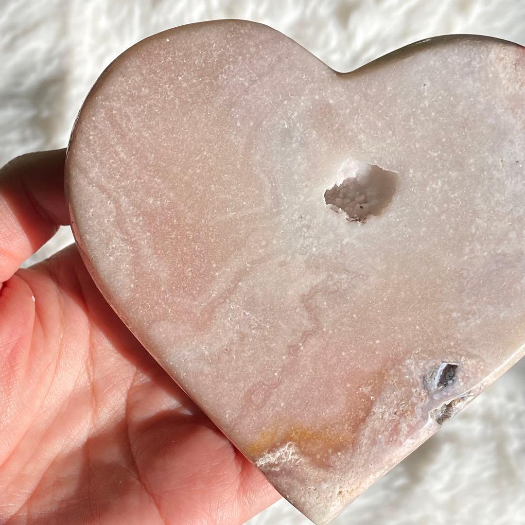 【 天然石 美しい ピンクアメジスト ハート おまけ台座付き481g 】