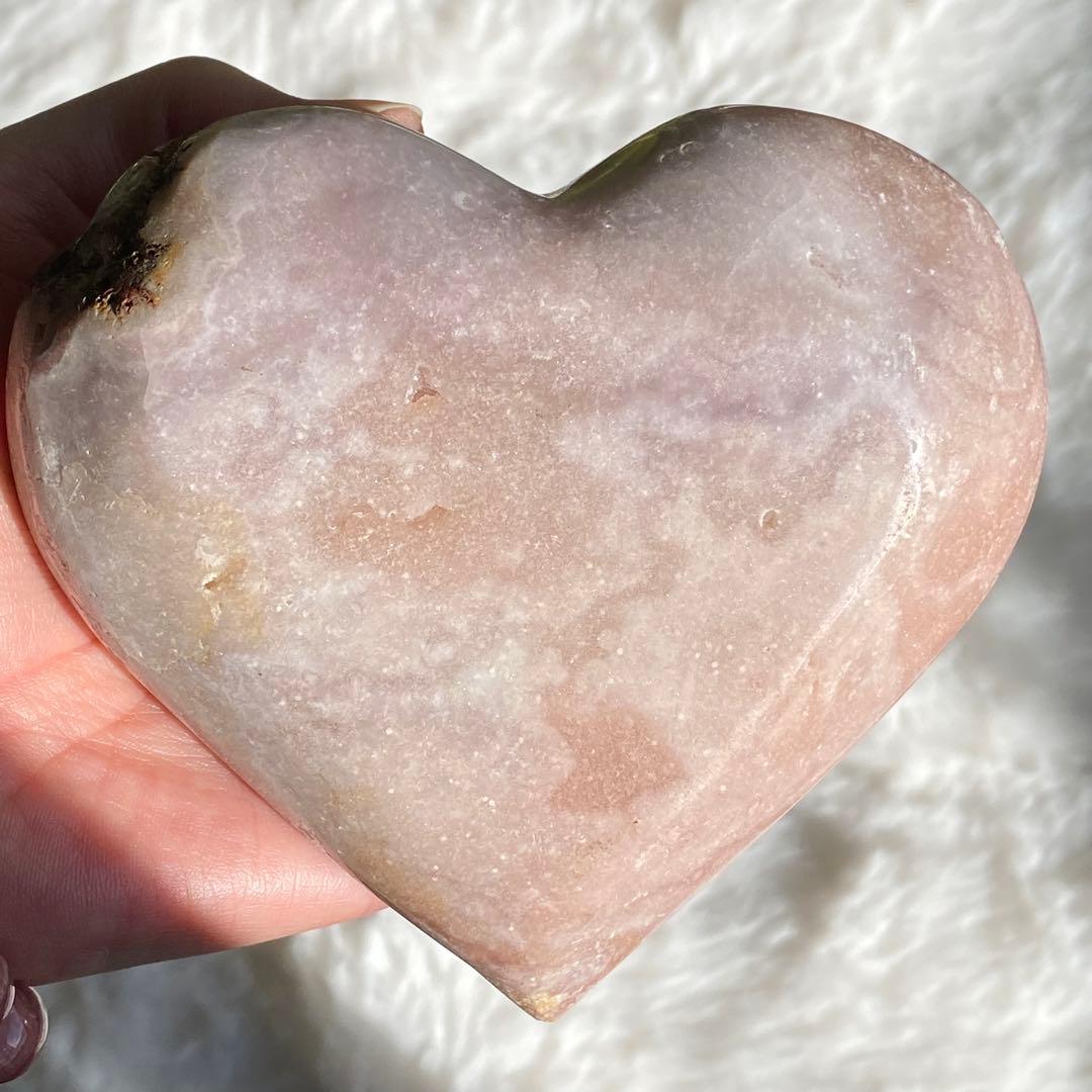 【 天然石 美しい ピンクアメジスト ハート おまけ台座付き481g 】