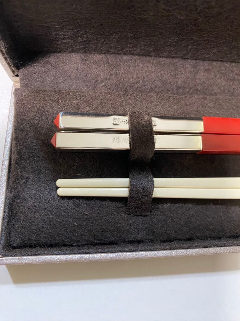 Christofle⭐︎クリストフル⭐︎箸⭐︎ユニ箸⭐︎ペアセット⭐︎２膳⭐︎赤白⭐︎未使用