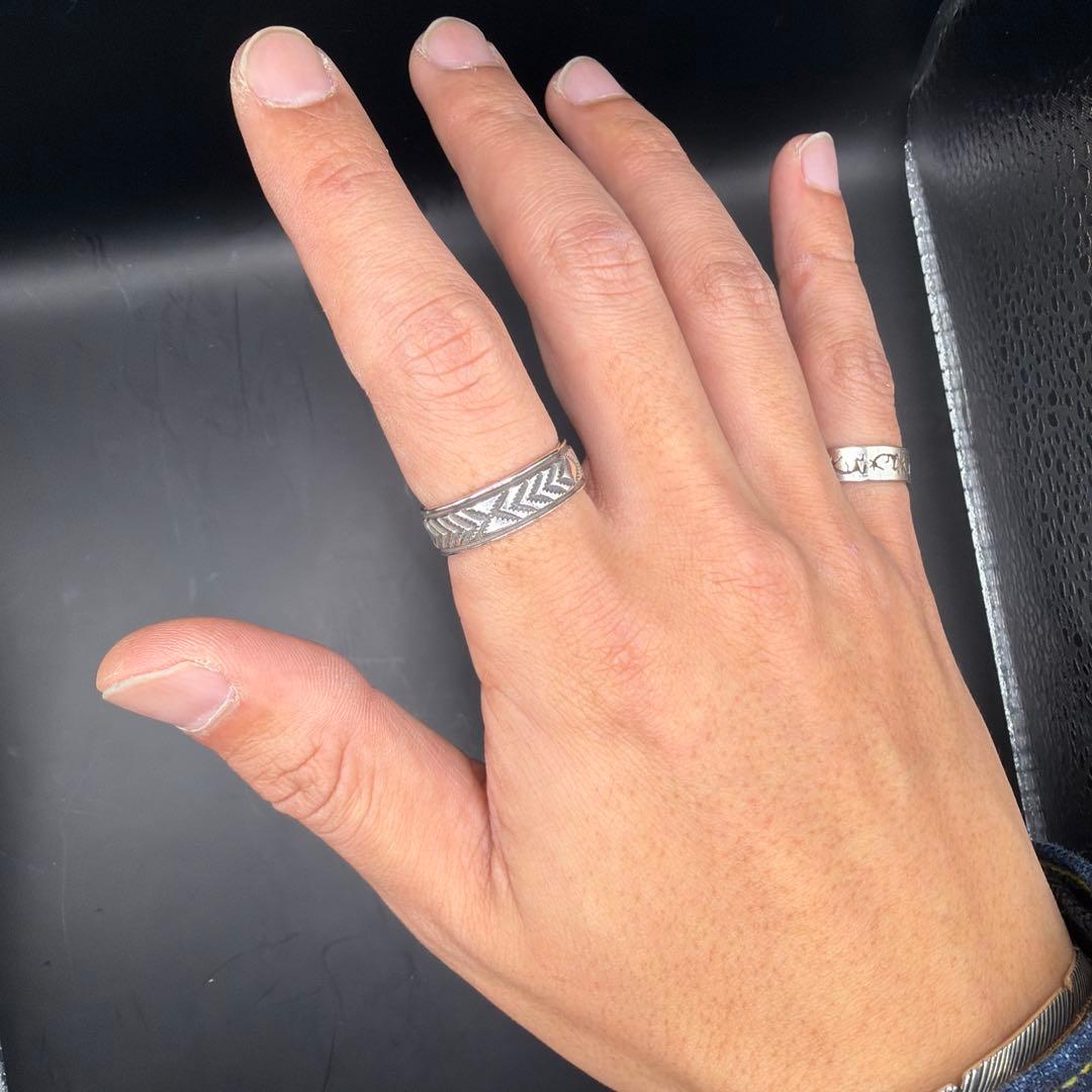 【NAVAJO】D.O. White スタンプワーク シルバーリング 21号