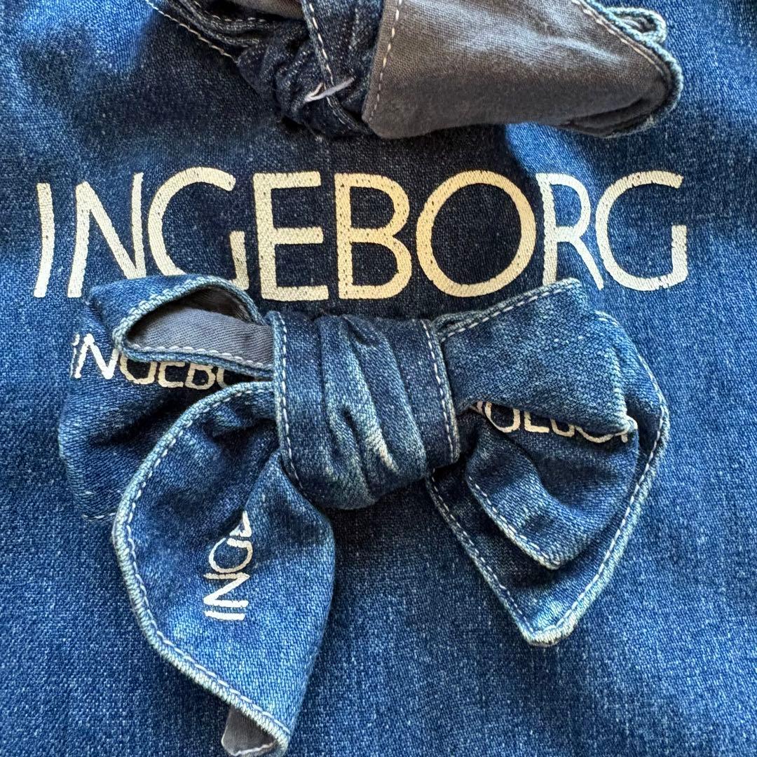インゲボルグ INGEBORG デニム ジャンパースカート ノースリーブ リボン