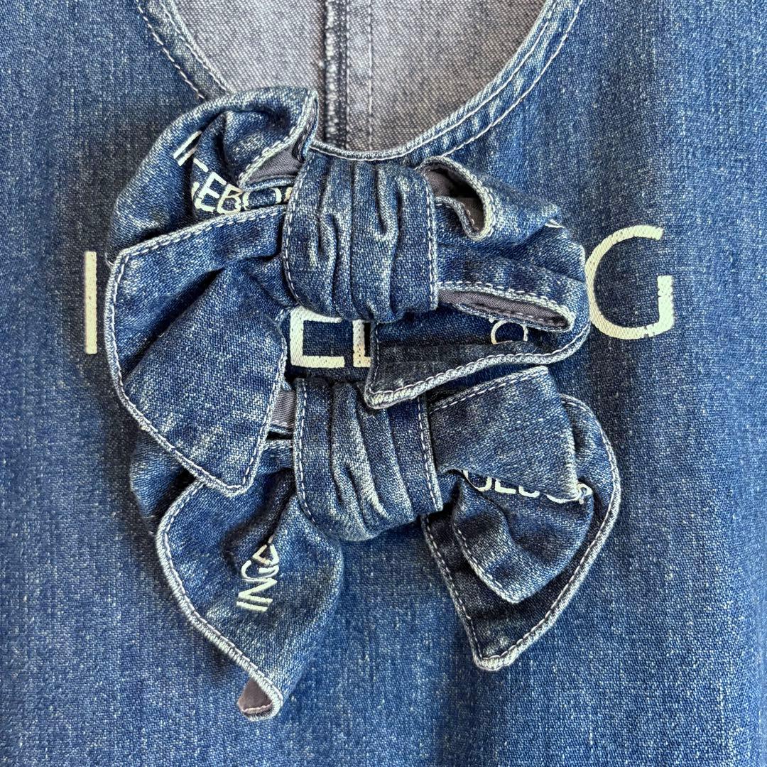 インゲボルグ INGEBORG デニム ジャンパースカート ノースリーブ リボン