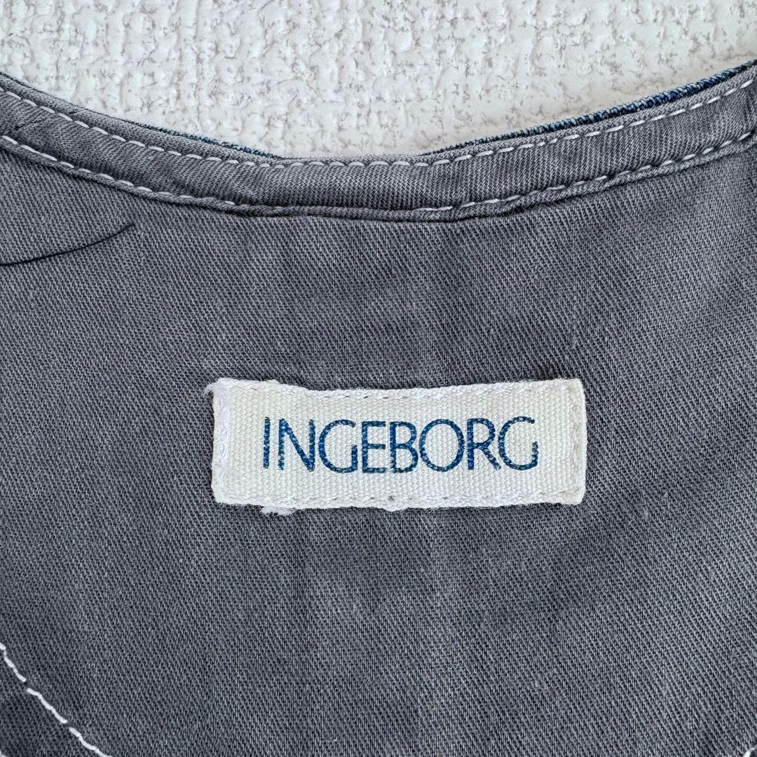 インゲボルグ INGEBORG デニム ジャンパースカート ノースリーブ リボン