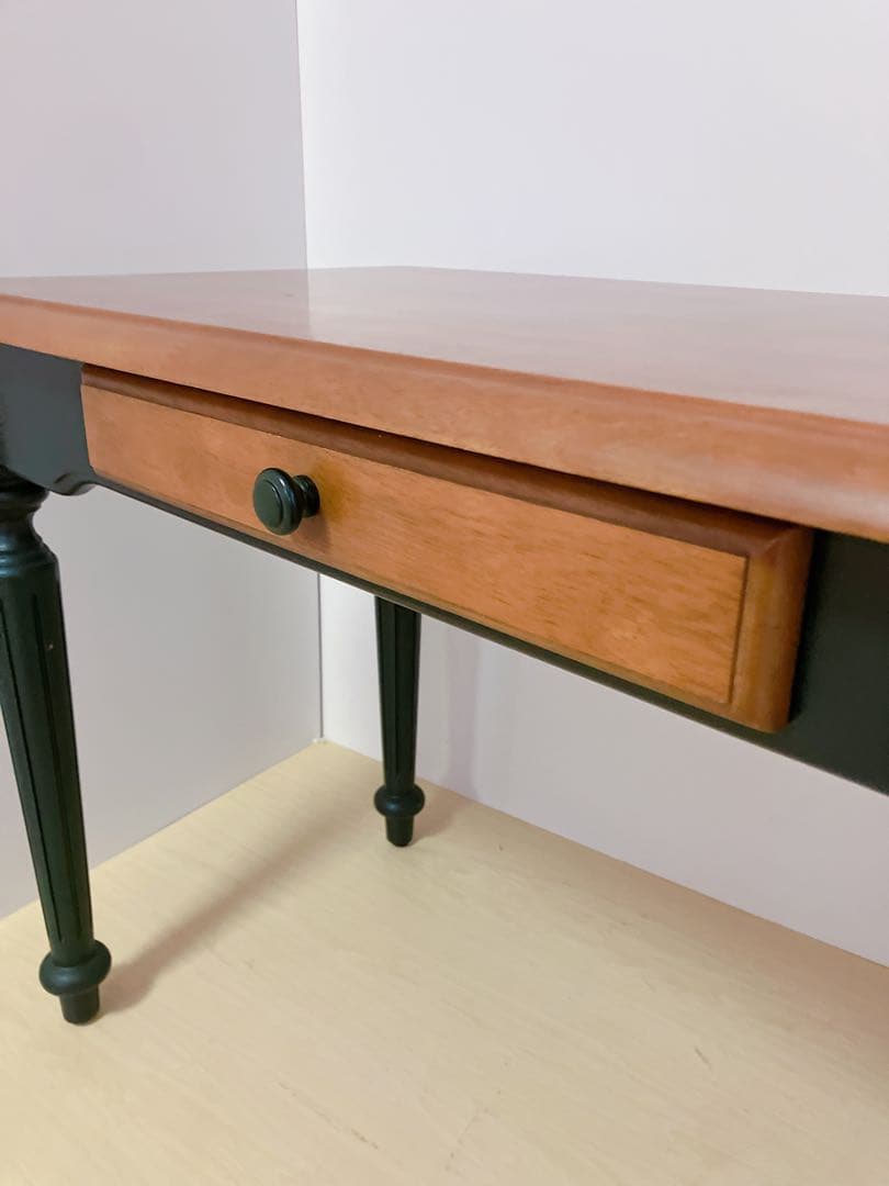 カントリー調　木製　ろくろ脚　デスク　センターテーブル　学習デスク