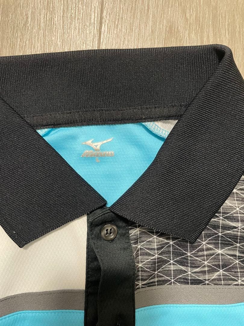 Mizuno ゲームシャツ ポロシャツ 水色/黒/白