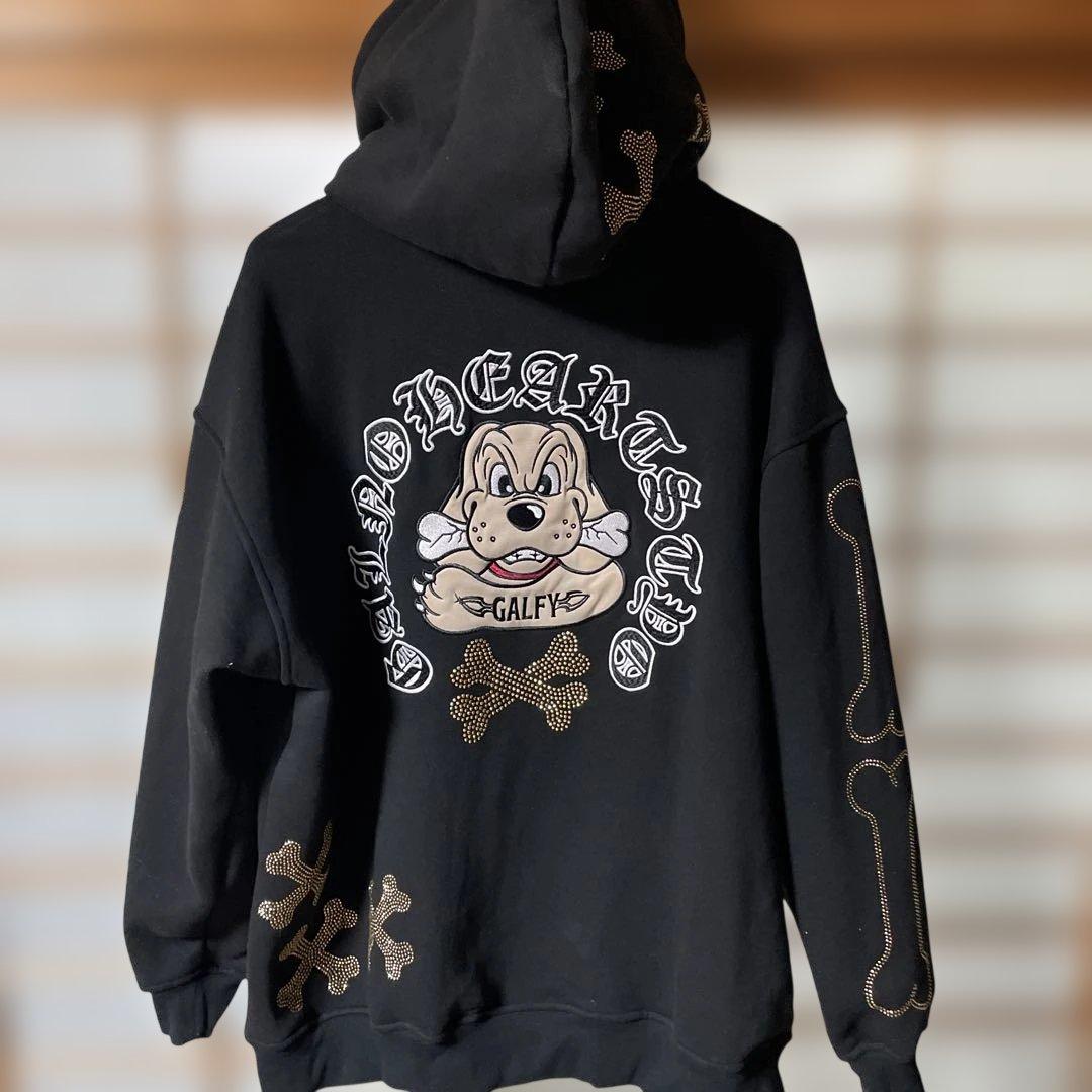 GALFY ブラック ジップアップパーカー