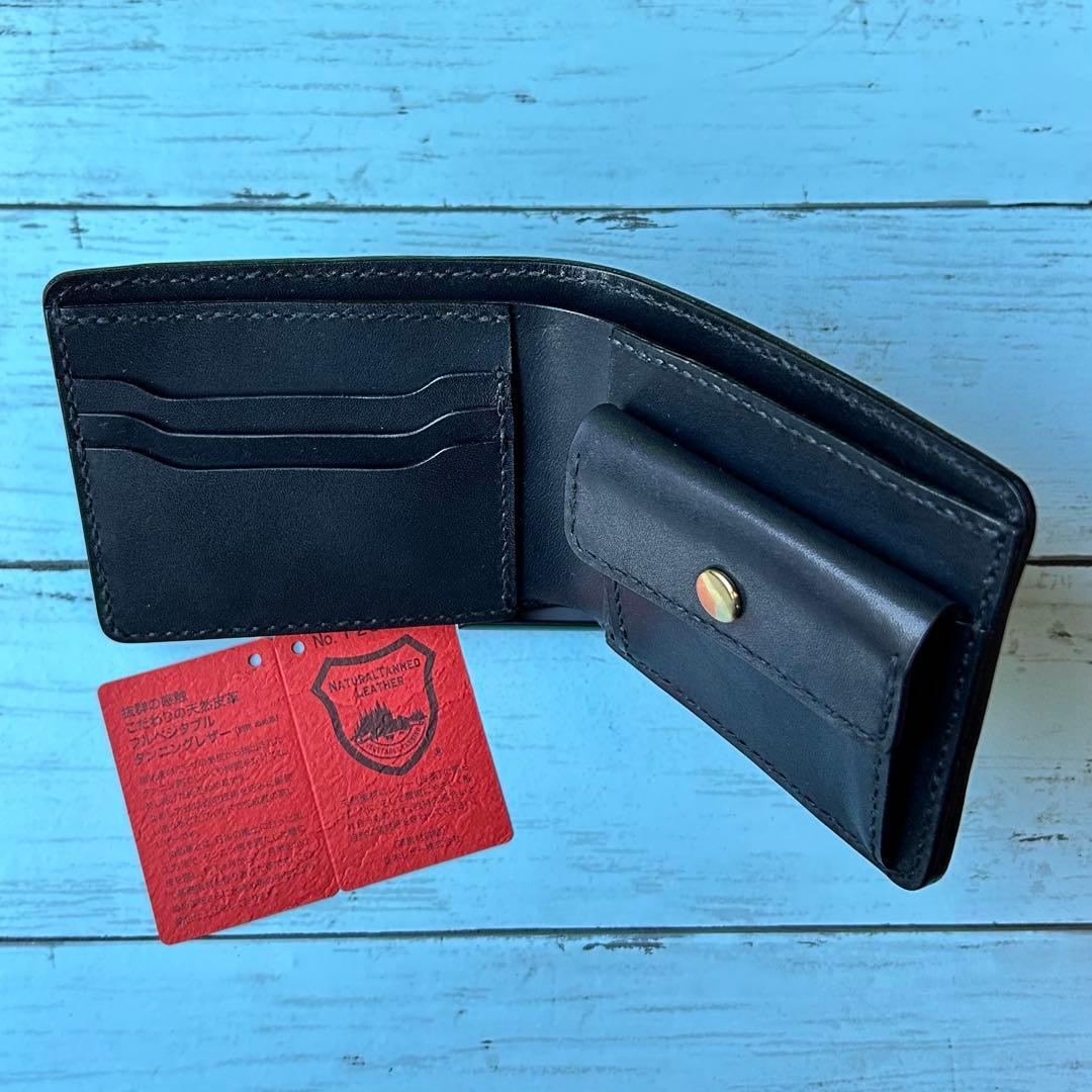 栃木レザー　二つ折り財布　コンパクトウォレット　本革　牛革　ハンドメイド