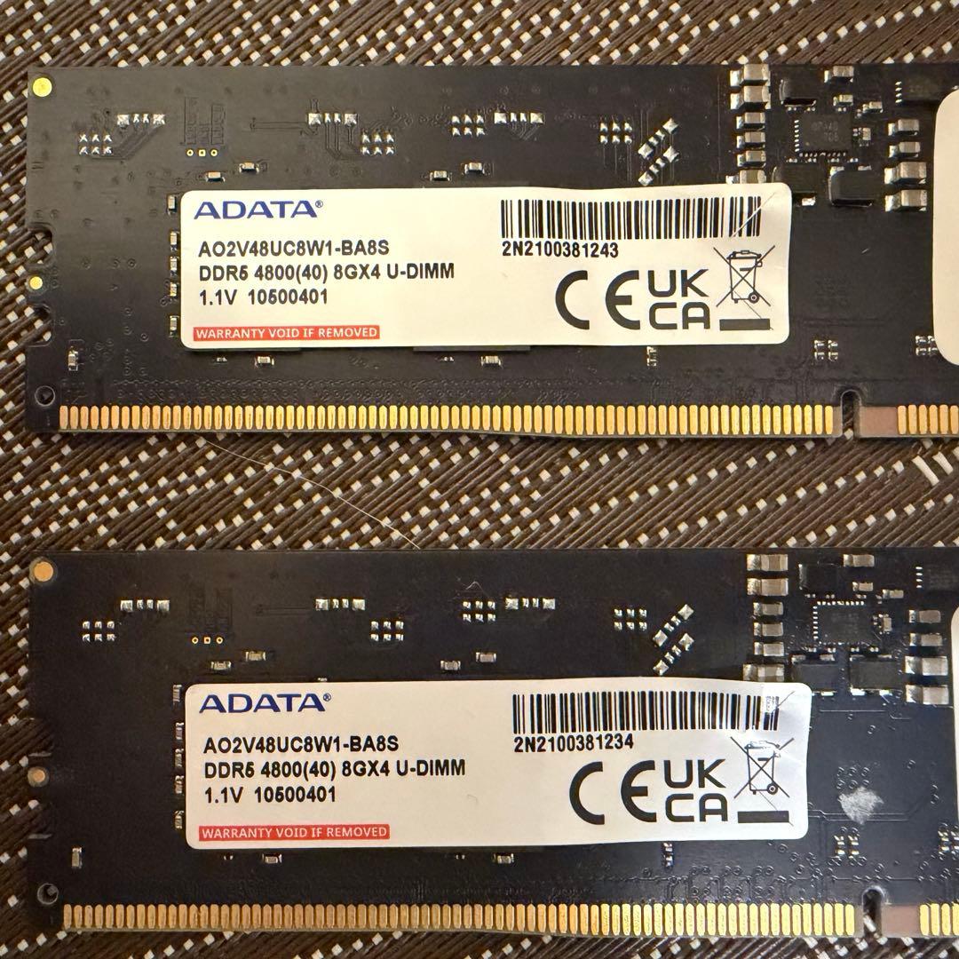 ADATA DDR5メモリー 4800 8GB×2 計16GB