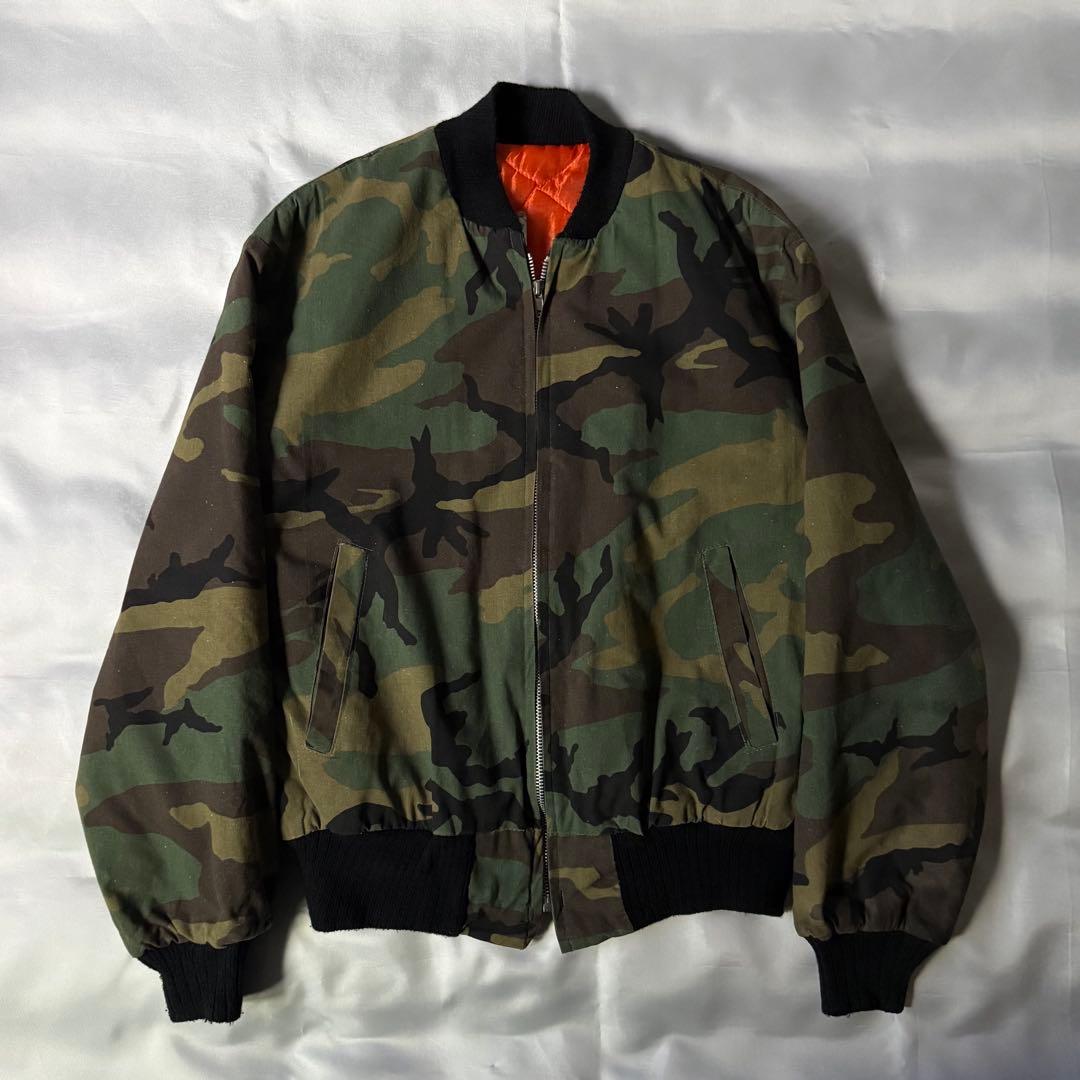 希少 80s vintage USA製 カモ柄 MA-1 ブルゾン 短丈