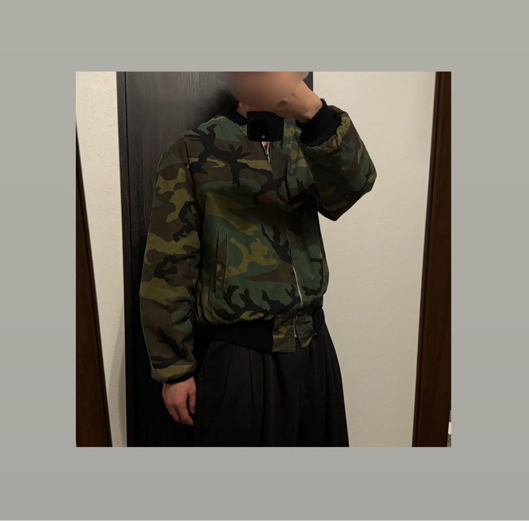 希少 80s vintage USA製 カモ柄 MA-1 ブルゾン 短丈