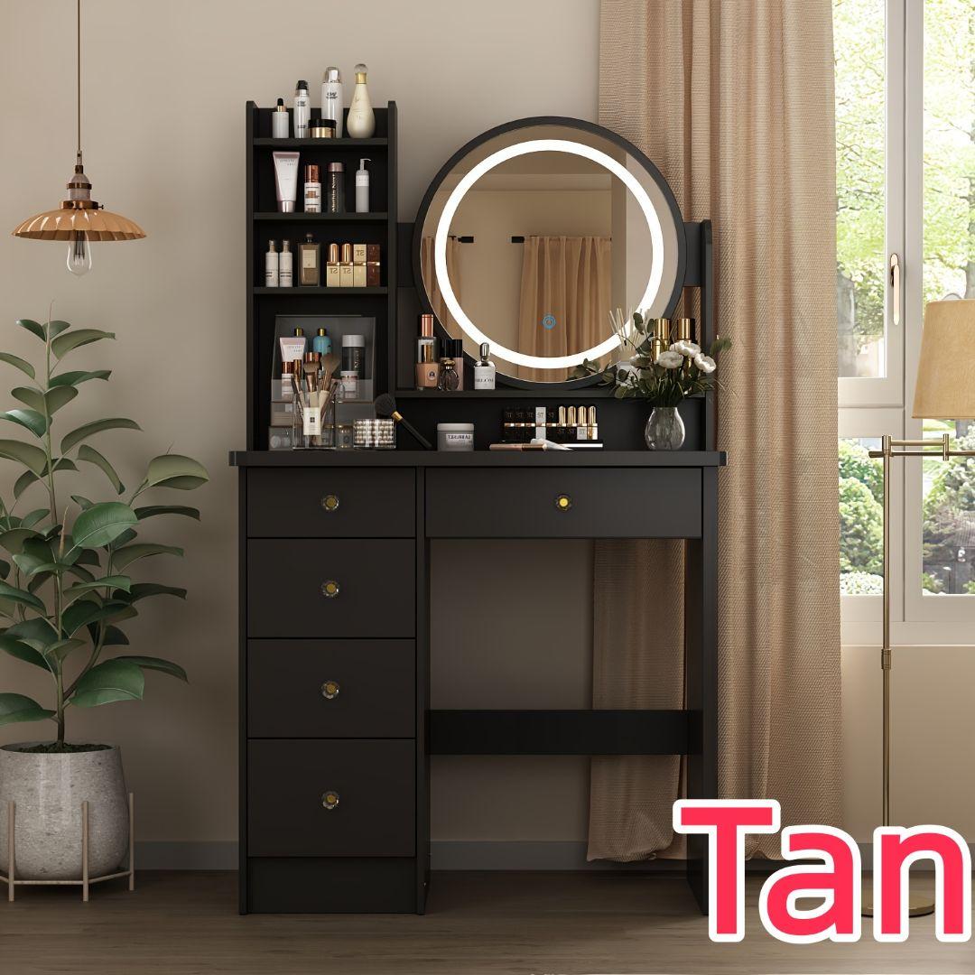 ミラー付きドレッシングセット クッションスツール付 寝室ドレスルーム用