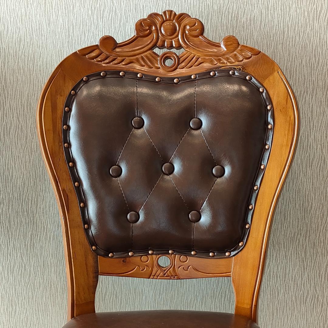 アンティーク　レザーチェア　合皮　ダイニングチェア　2脚セット②