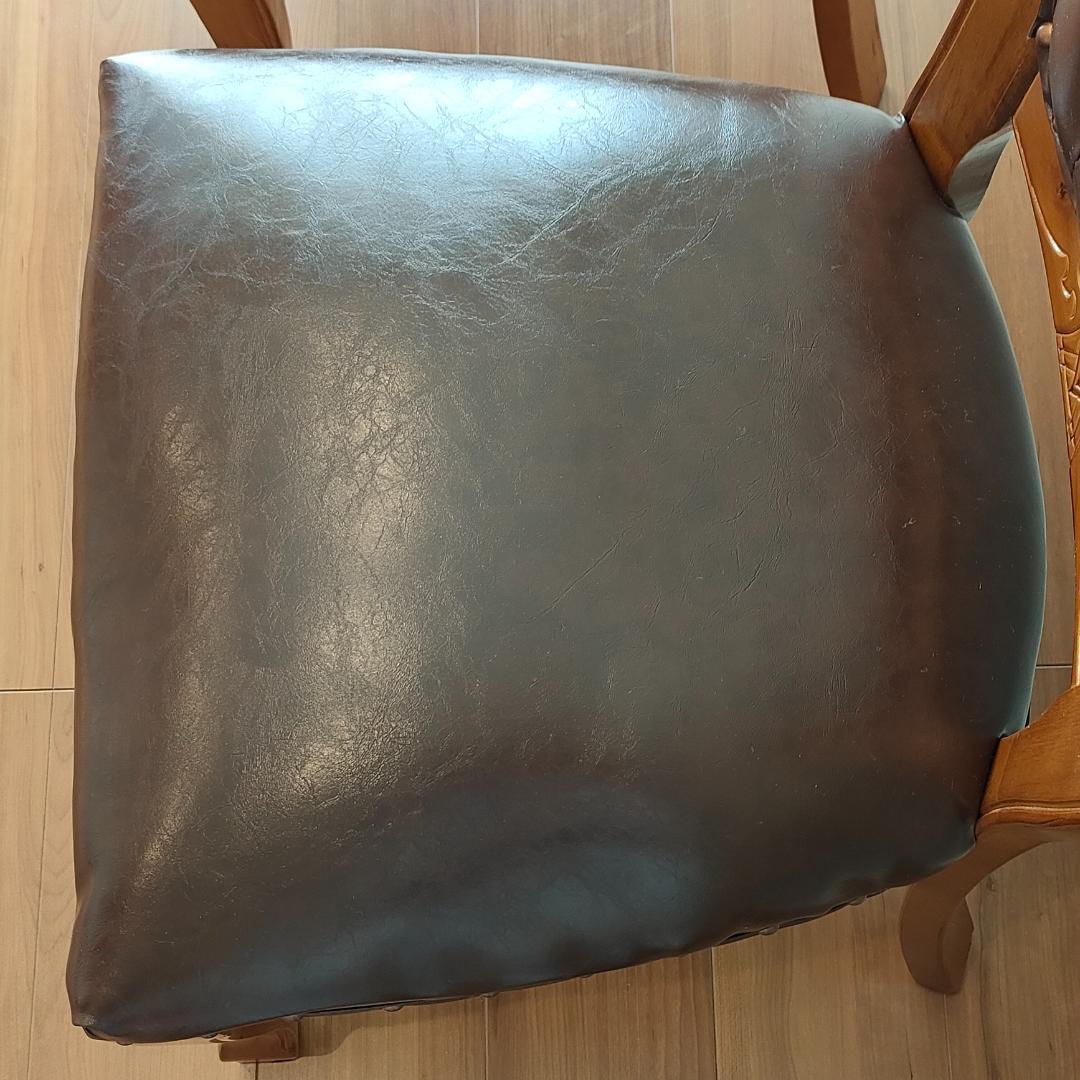 アンティーク　レザーチェア　合皮　ダイニングチェア　2脚セット②