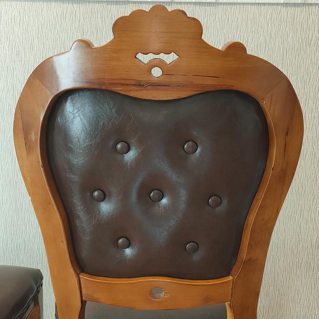 アンティーク　レザーチェア　合皮　ダイニングチェア　2脚セット②