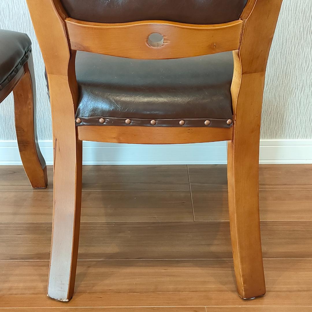 アンティーク　レザーチェア　合皮　ダイニングチェア　2脚セット②