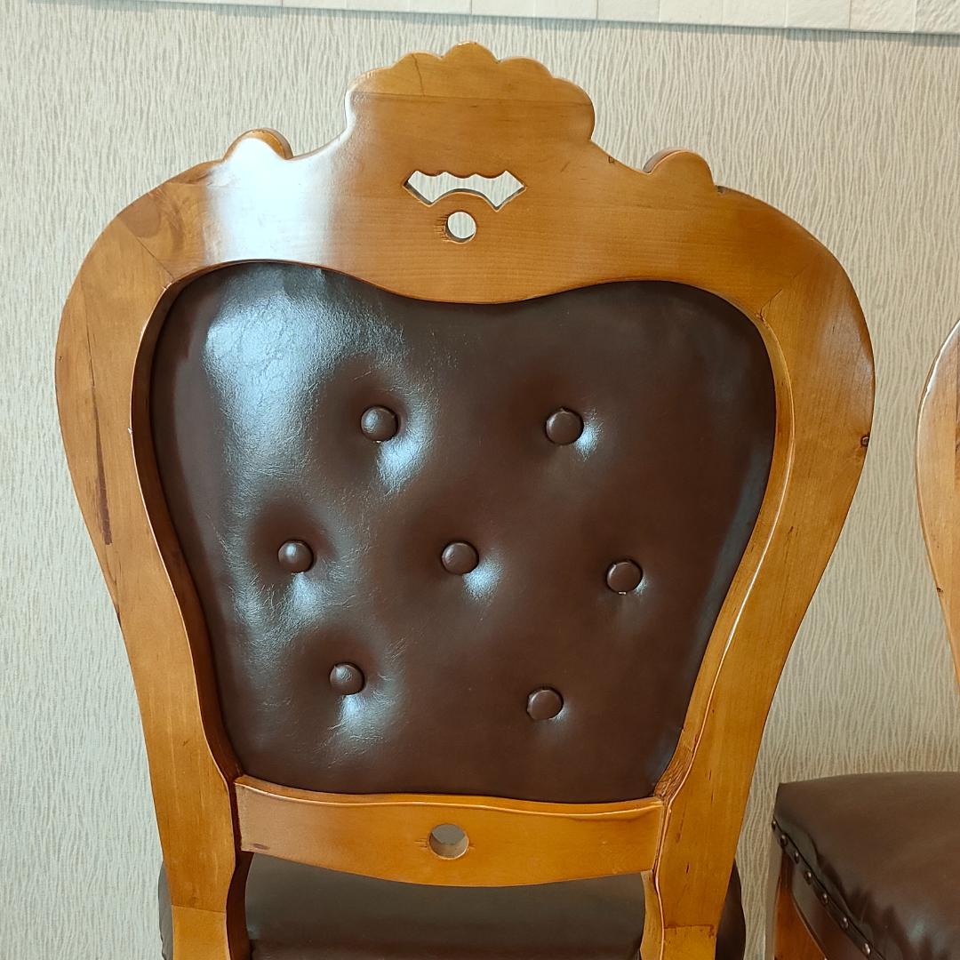 アンティーク　レザーチェア　合皮　ダイニングチェア　2脚セット②