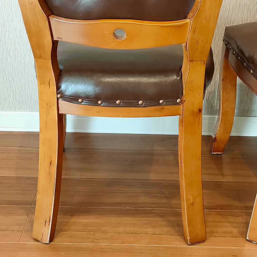 アンティーク　レザーチェア　合皮　ダイニングチェア　2脚セット②