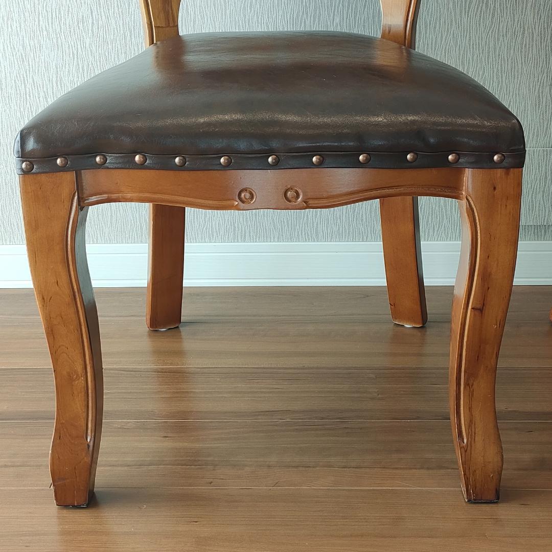 アンティーク　レザーチェア　合皮　ダイニングチェア　2脚セット②