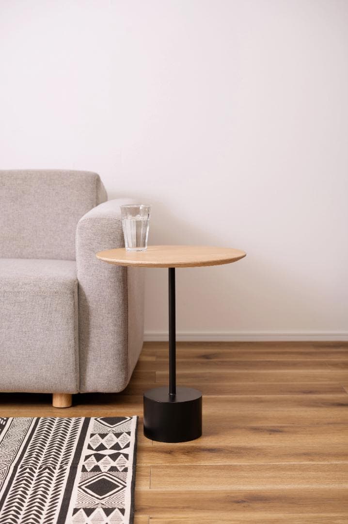 天然 木製 サイドテーブル 丸 おしゃれ 上品 北欧 HIT-231 N01