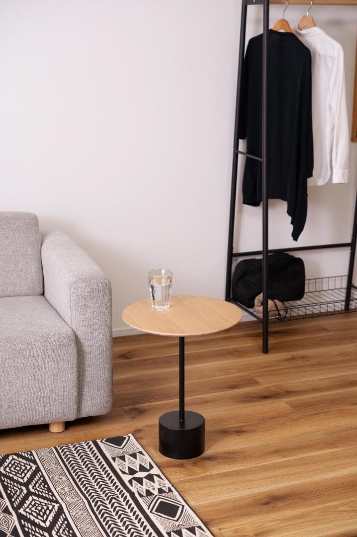 天然 木製 サイドテーブル 丸 おしゃれ 上品 北欧 HIT-231 N01