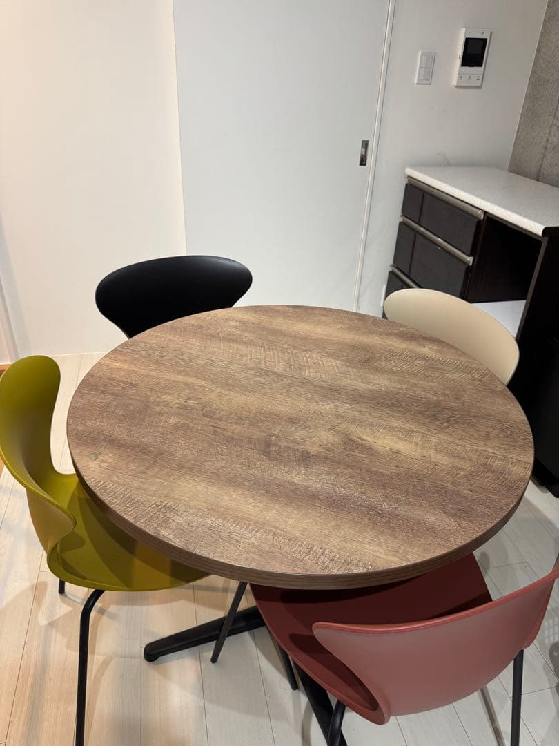 丸型 ダイニングテーブル 木目調 北欧風 4人用