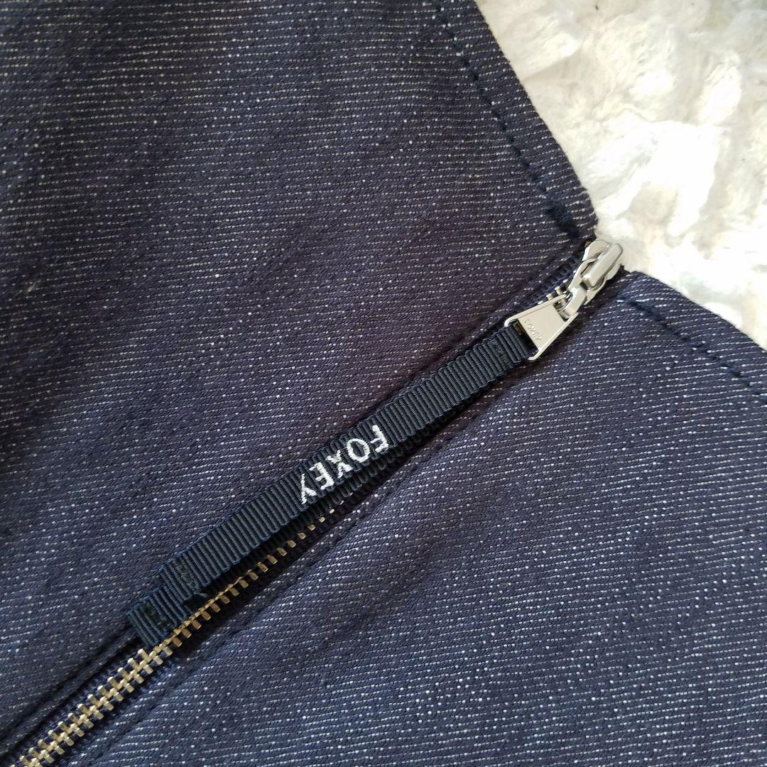 新品タグ付✨フォクシー 定価7万 デニムワンピース フレア 半袖 大きいサイズ