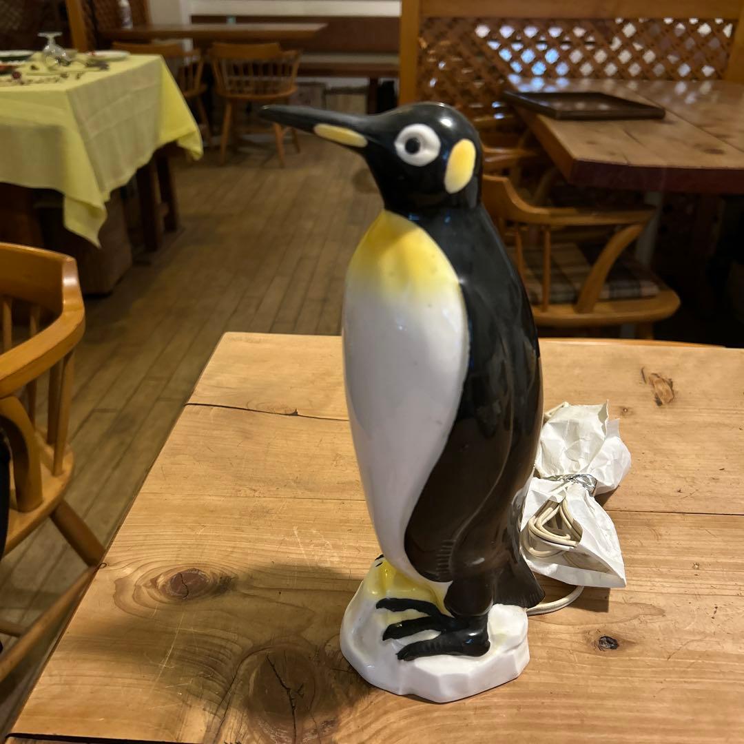 ペンギン型陶器ランプ 約30cm