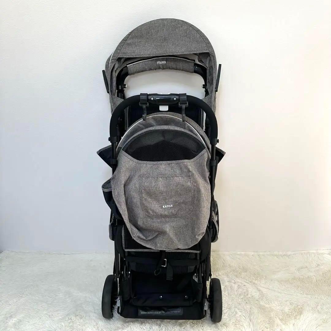 【良品】KATOJI 二人乗りベビーカー タンデムストローラー 縦型 日除け