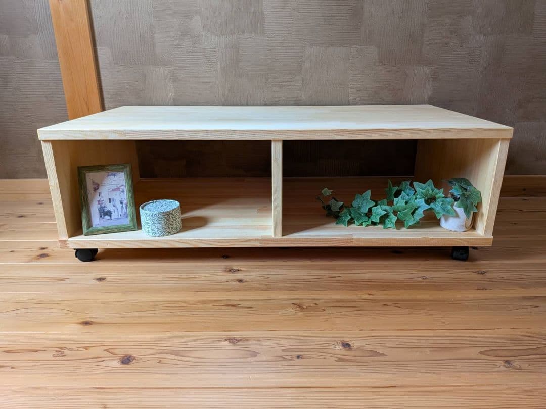 【送料無料】天然木　赤松集成材　キャスター付きテレビ台　水槽台　飾り棚　飼育台