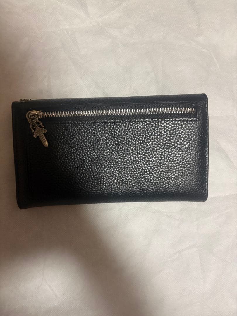 メンズ　レザーウォレット　長財布　シルバー