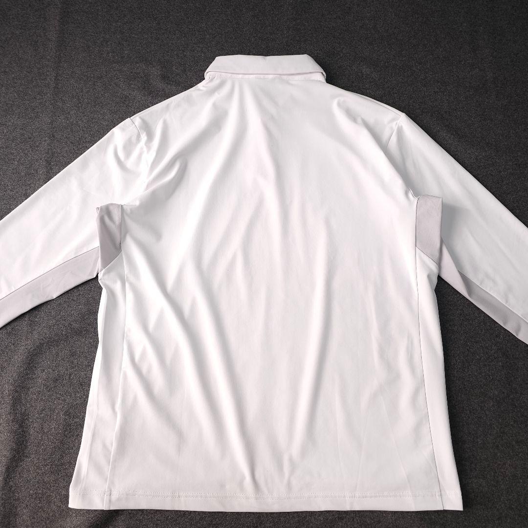 近年モデル【デサントゴルフ】ロゴネーム 長袖ゴルフポロシャツ O LL 白