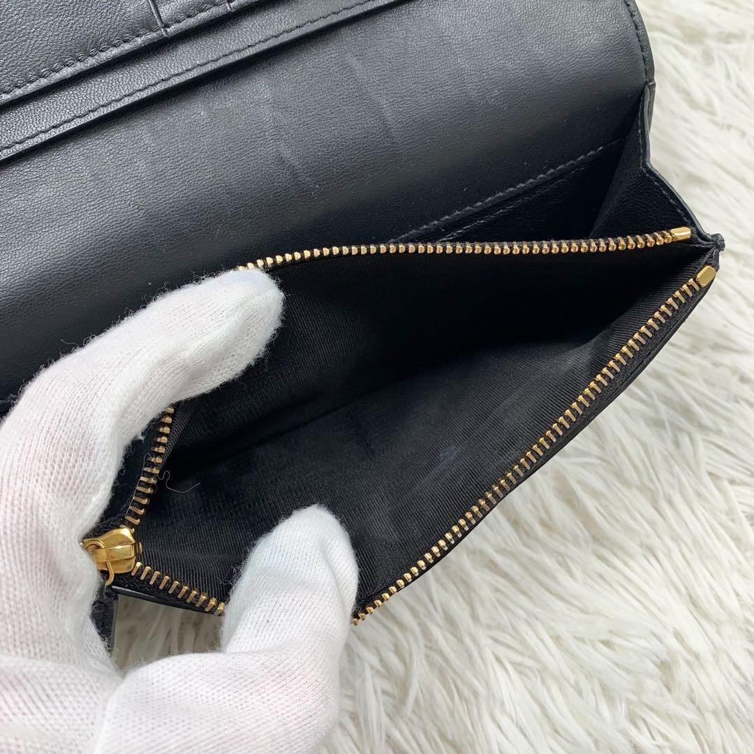 【✨極美品✨】サンローラン クロコ 長財布 カサンドラ ブラック 付属品完備