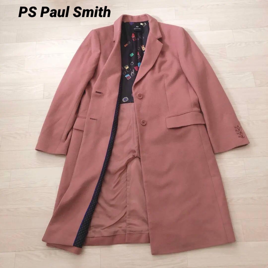 美品✨　ピーエスポールスミス チェスターコート 羊毛　カシミヤ混　柄裏地　ＸＬ