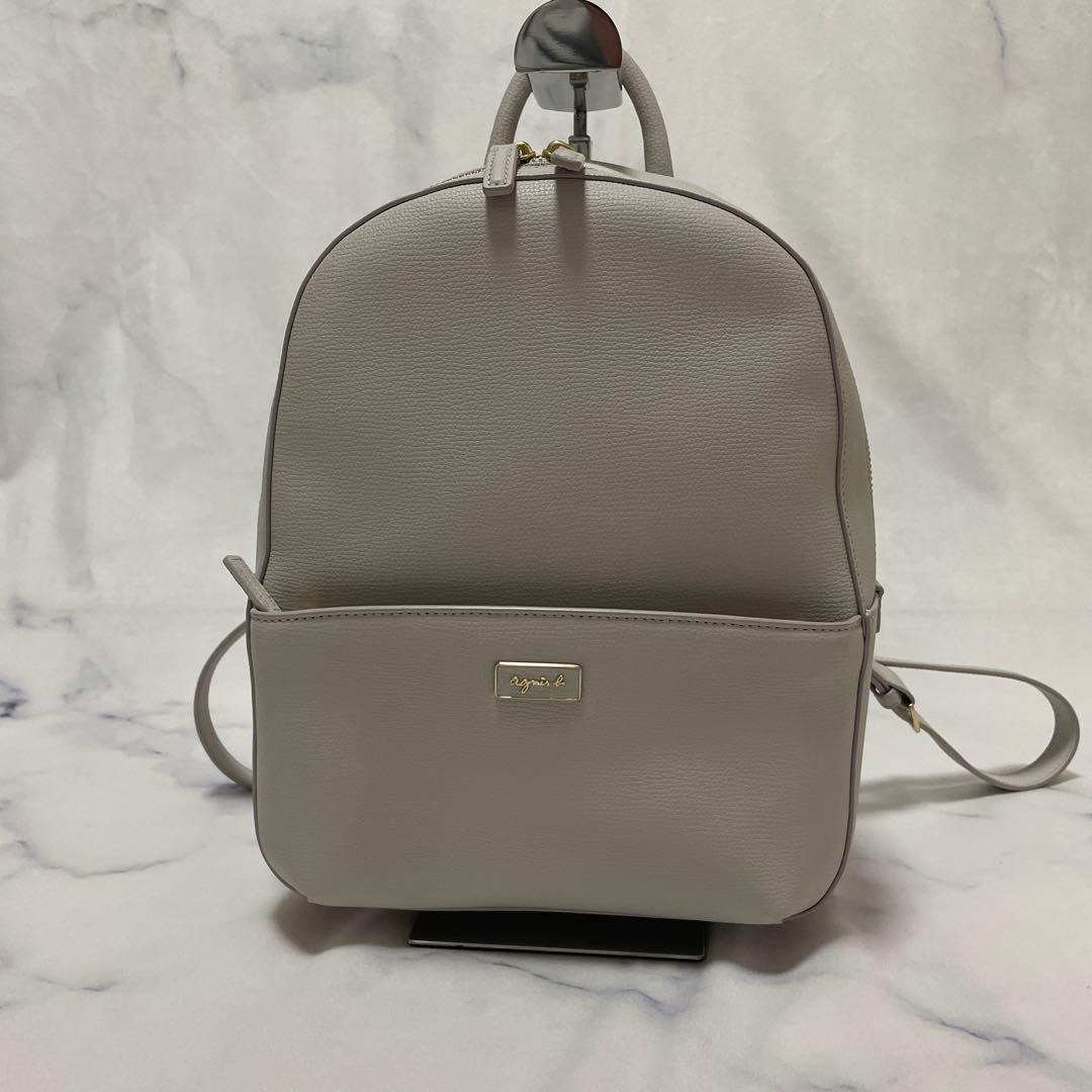 【美品】agnes.b＊アニエスベー＊バックパック＊リュック＊本革＊薄グレー