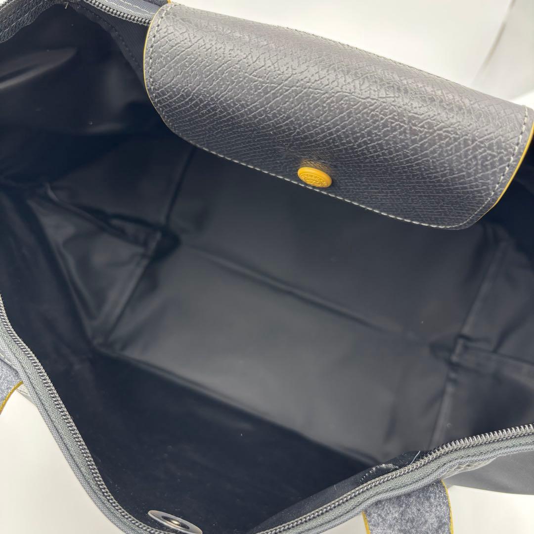 美品 LONGCHAMP ロンシャン ルプリアージュ M グレー×イエロー A4