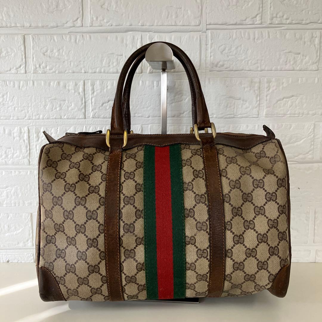GUCCI　オールドグッチ　ミニボストンバッグ　シェリーライン　PVC　1906