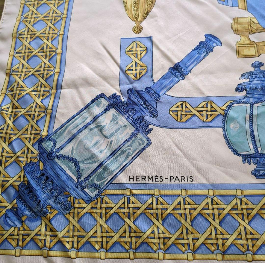 エルメススカーフ　カレ90 ランタン　ブルー