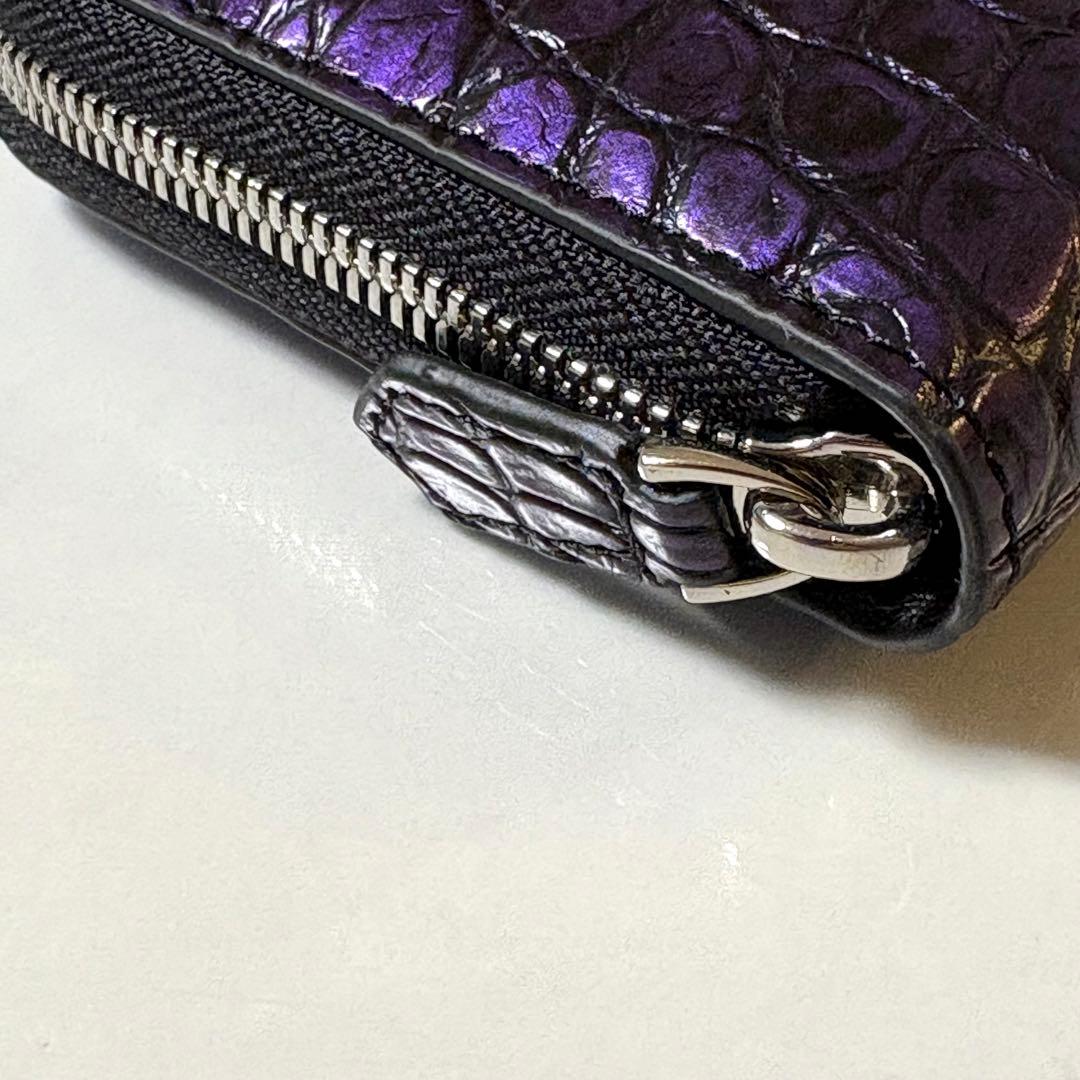 【新品】クロコダイル 長財布 ラウンドファスナー 紫 未使用品