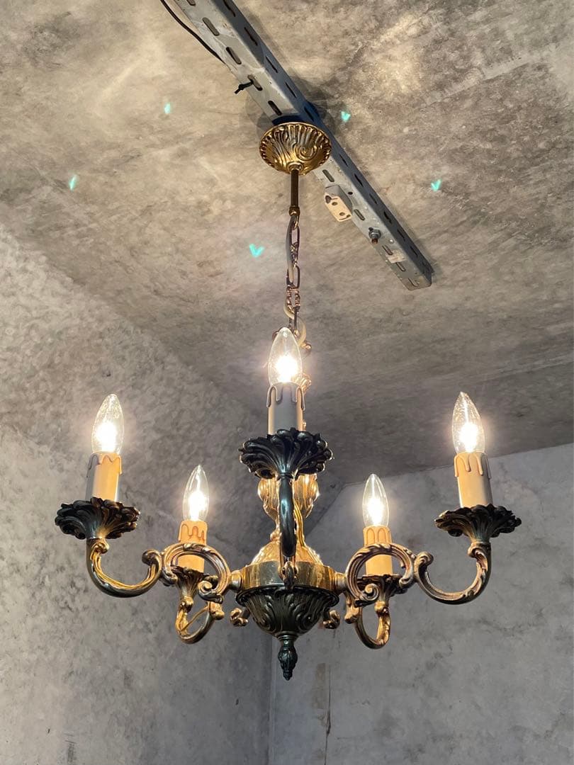 5-2.フランス アンティーク シャンデリア 5灯 キャンドル 吊り下げ