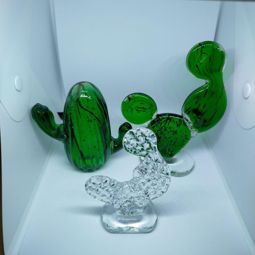 CACTUS GLASS amabro サボテン ガラス オブジェ 3点セット