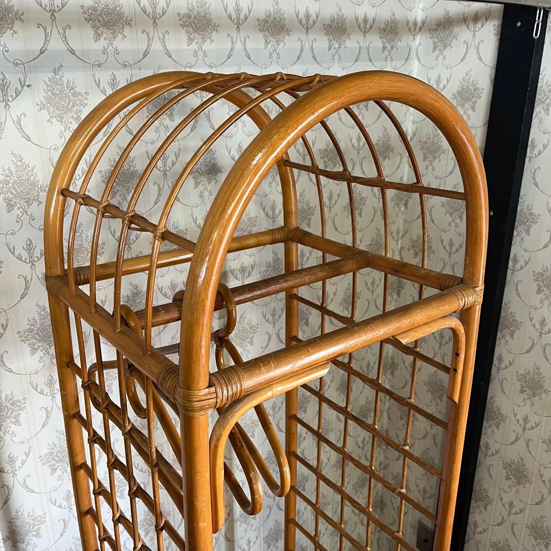 【アンティーク】籐 アーチ型 ラタンハンガーラック 引き出し付き 古道具 古民家