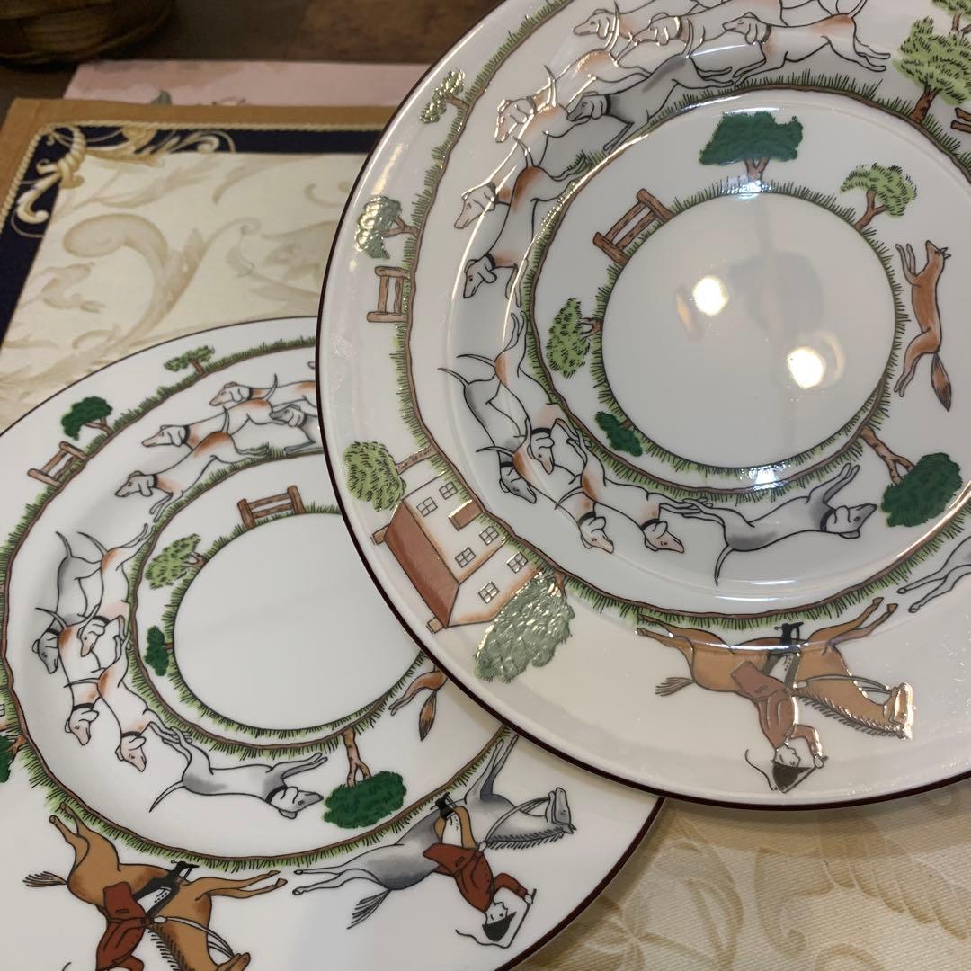 未使用　ウェッジウッド ハンティングシーン　17.5cmケーキプレート