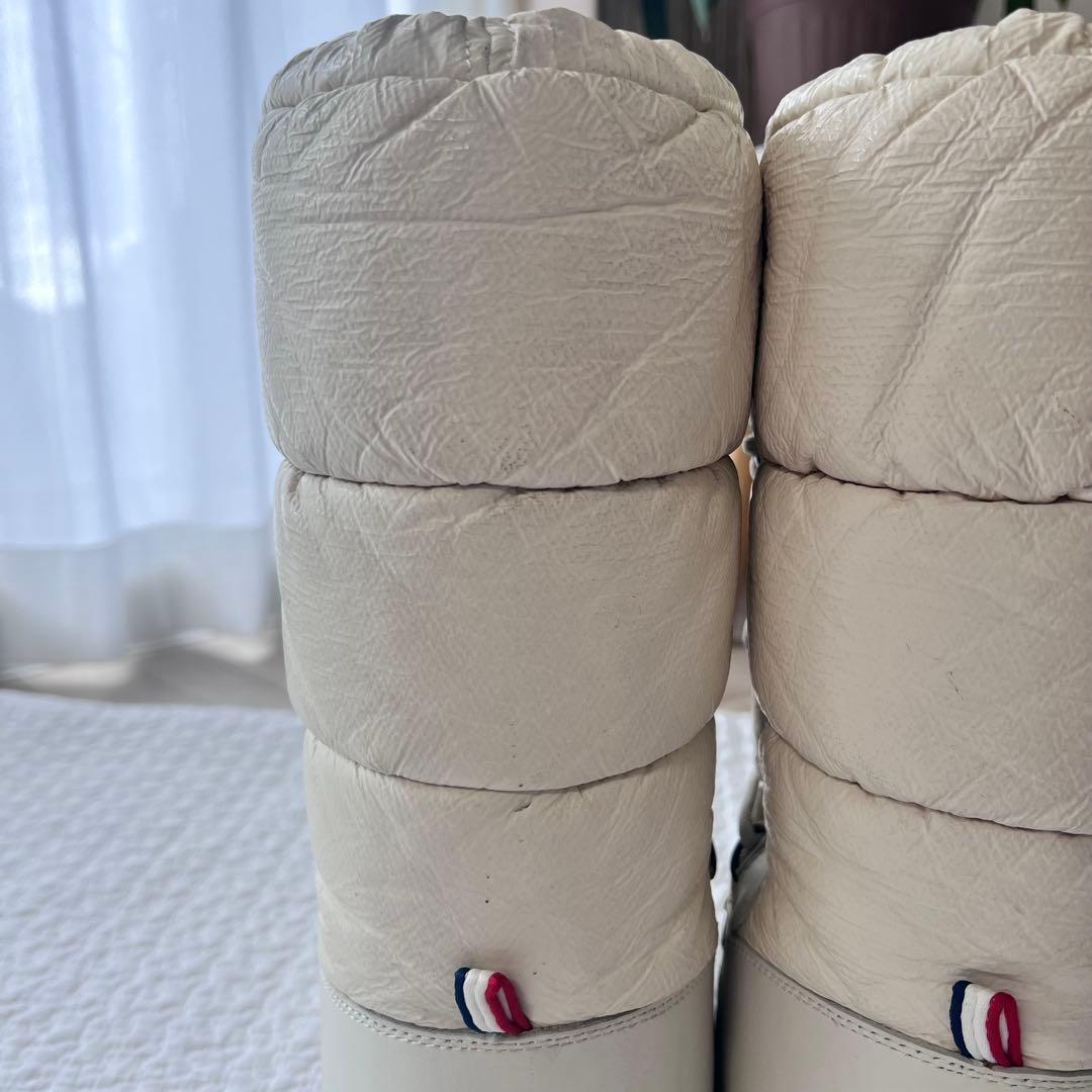 モンクレール スノーブーツ ナイロン ロングブーツ 40 ホワイト