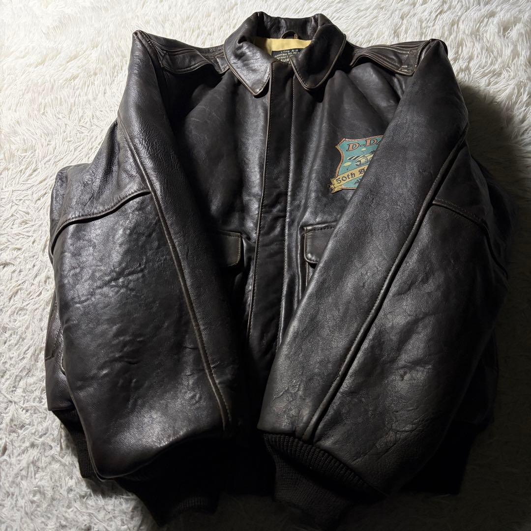 【雰囲気抜群】AVIREXフライトジャケットA-2 羊革　50周年　ブラウン