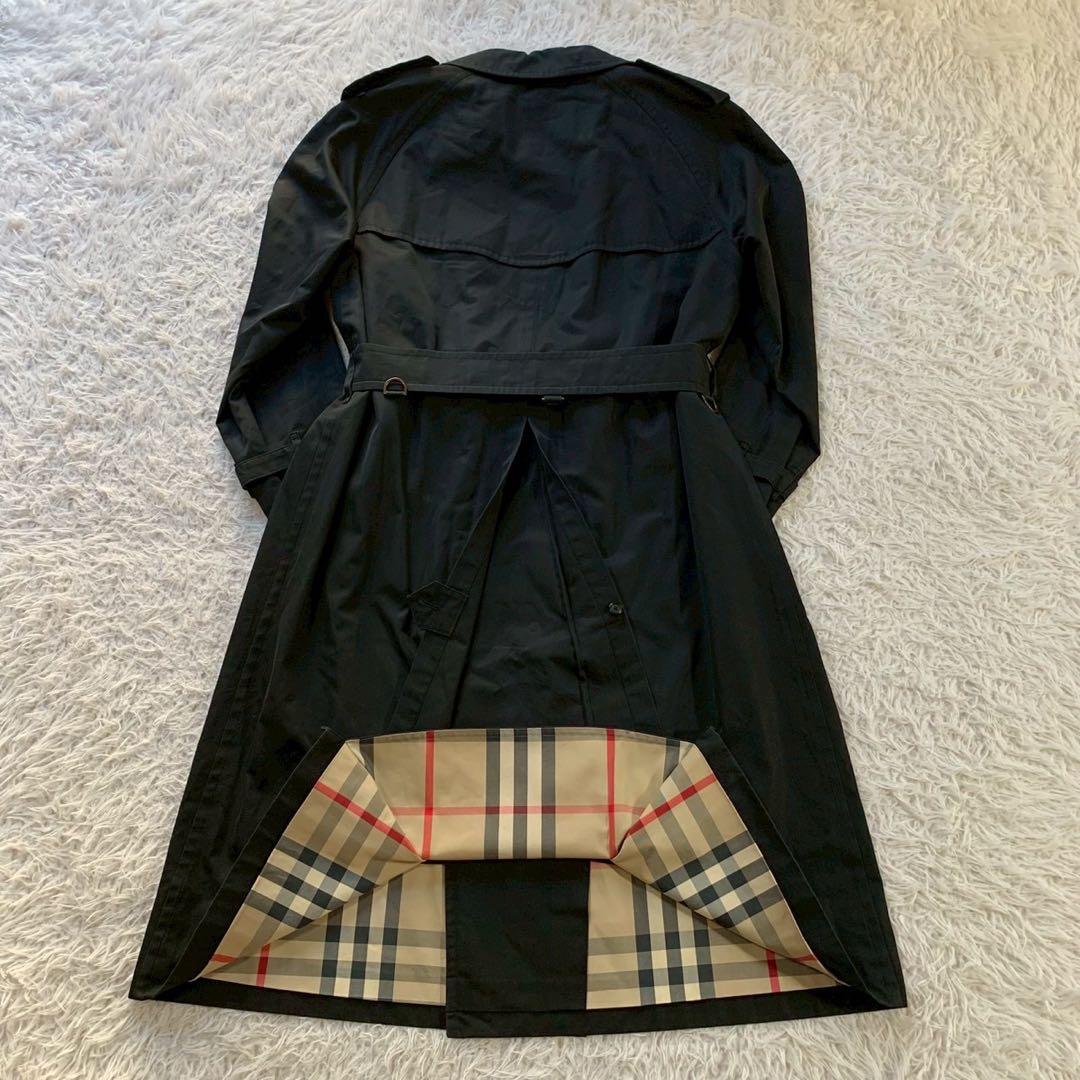バーバリーロンドン　トレンチコート　カシミヤライナー　ベルト　ノバチェック　黒