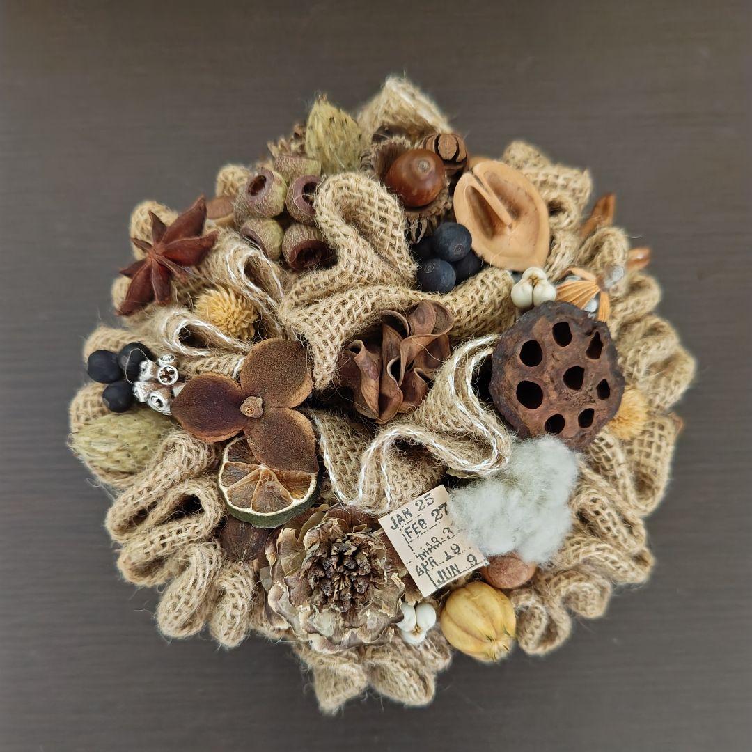 あゆたんさま❀麻布くしゅくしゅリース❀ドライフラワー❀木の実