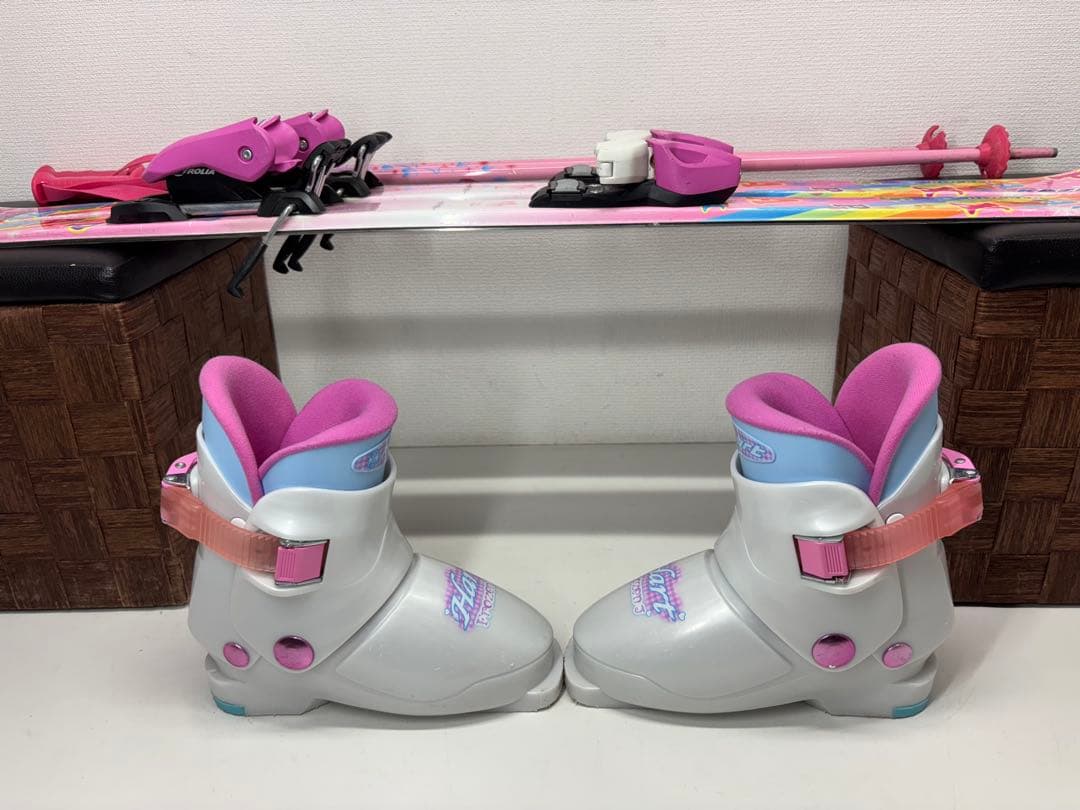 KAZAMA スキー板 106cm キッズ ストック ブーツ セット スキー