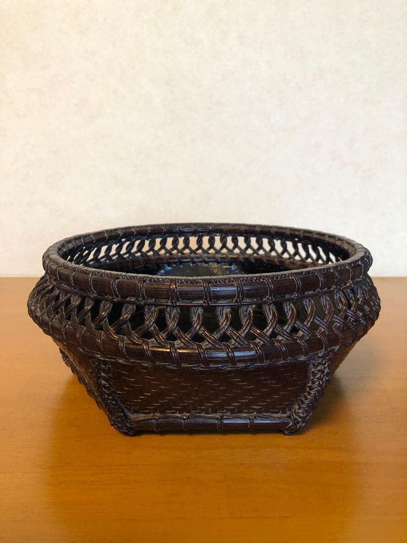 c-13 茶道具 透かし六角炭斗 炭籠 紙箱