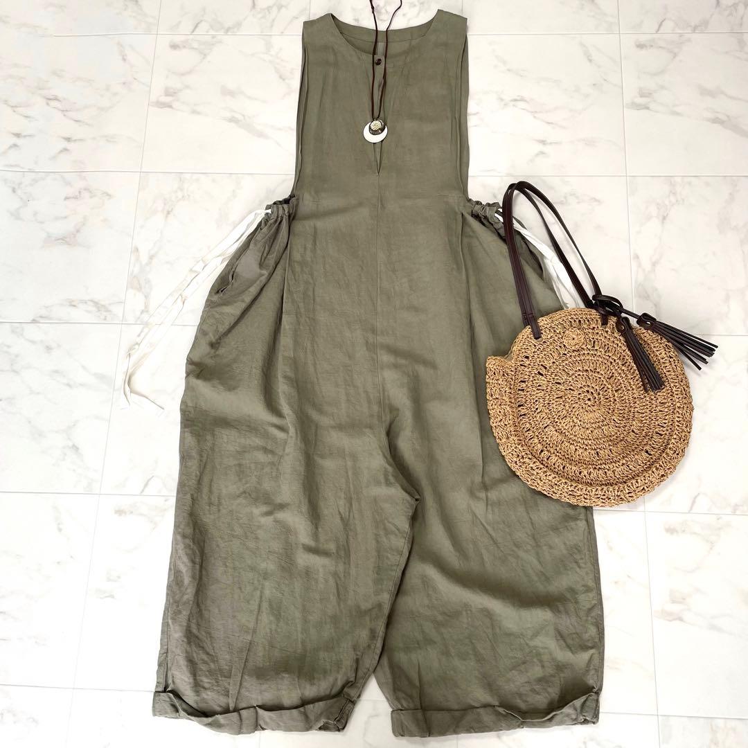 美品 ジャーナルスタンダードラックス コットンリネン ワイドサロペット バルーン